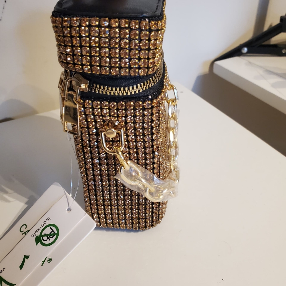 Gold Rhinestones Messenger Bag - Picture 2 of 3